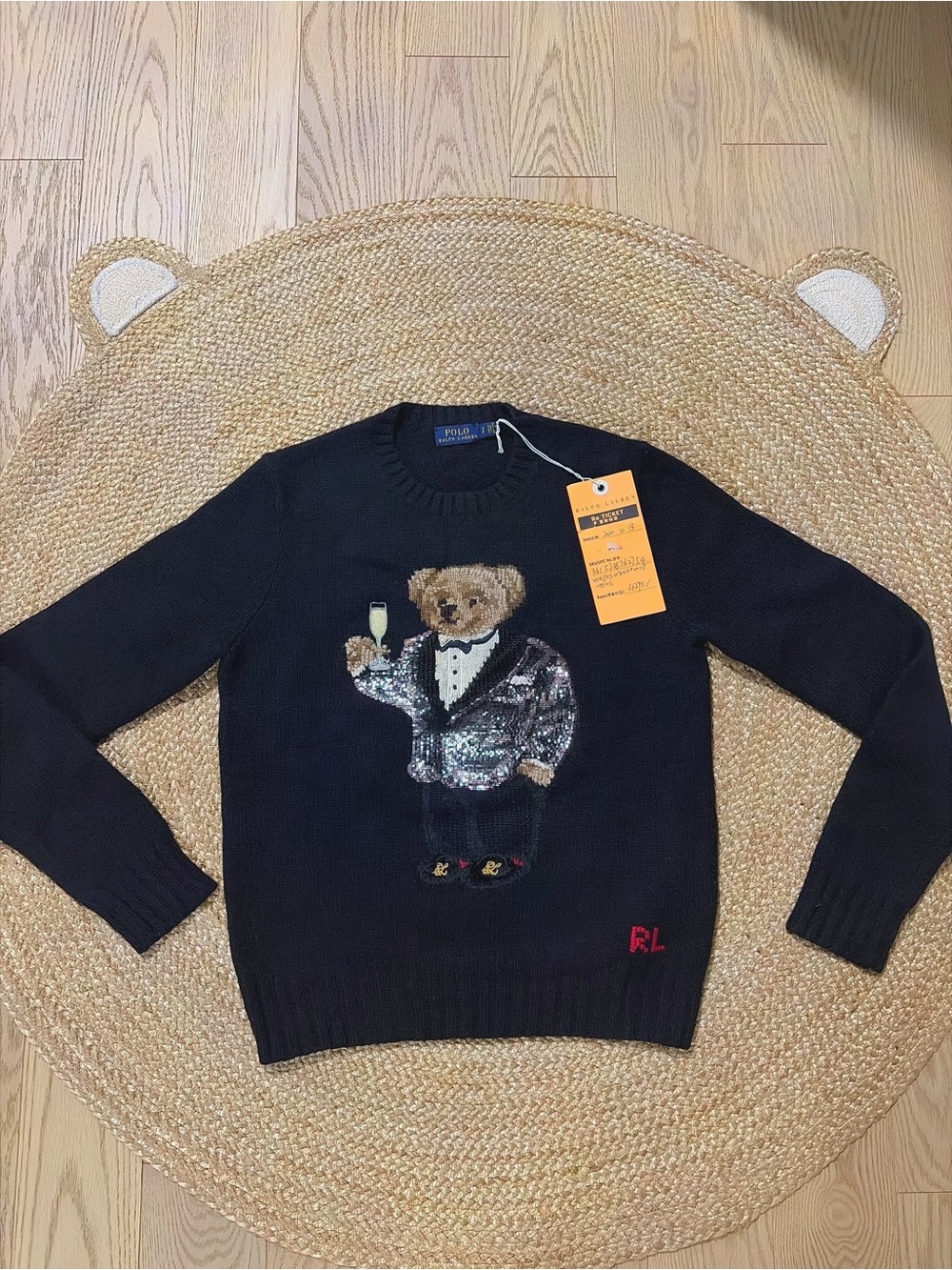 Polo by Ralph Lauren Black Bear Sequin Crewneck Sweater